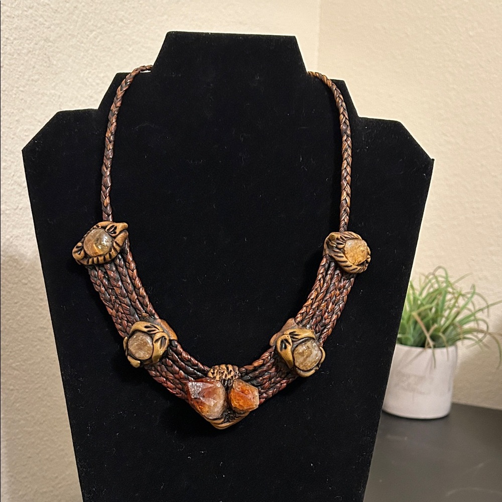 Handcrafted Brown and Tan Necklace Boho